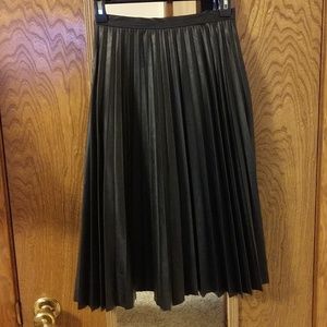 Anne Klein Faux Leather Pleated Skirt